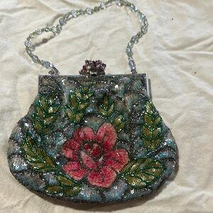 LARISA BARRERA Vintage Floral Beaded Evening Bag